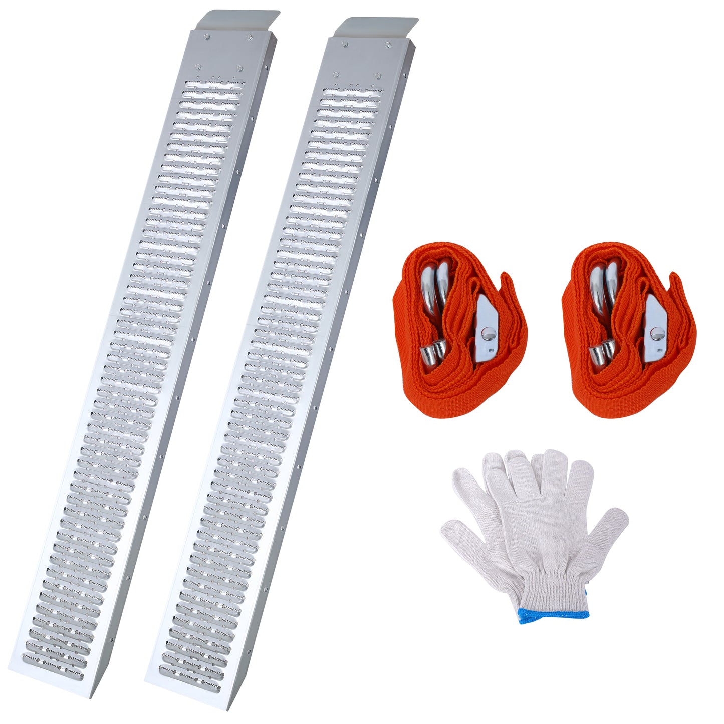 74' L Loading Ramps, 960lbs Capacity Loading Ramps for Pickup Trucks, Steel Motorcycle Ramp, Dirt Bike Ramp for Truck, Lawn Mower, Snowblower, ATV, Quad, Pack of 2 ,with 2pcs tie straps,1pair gloves