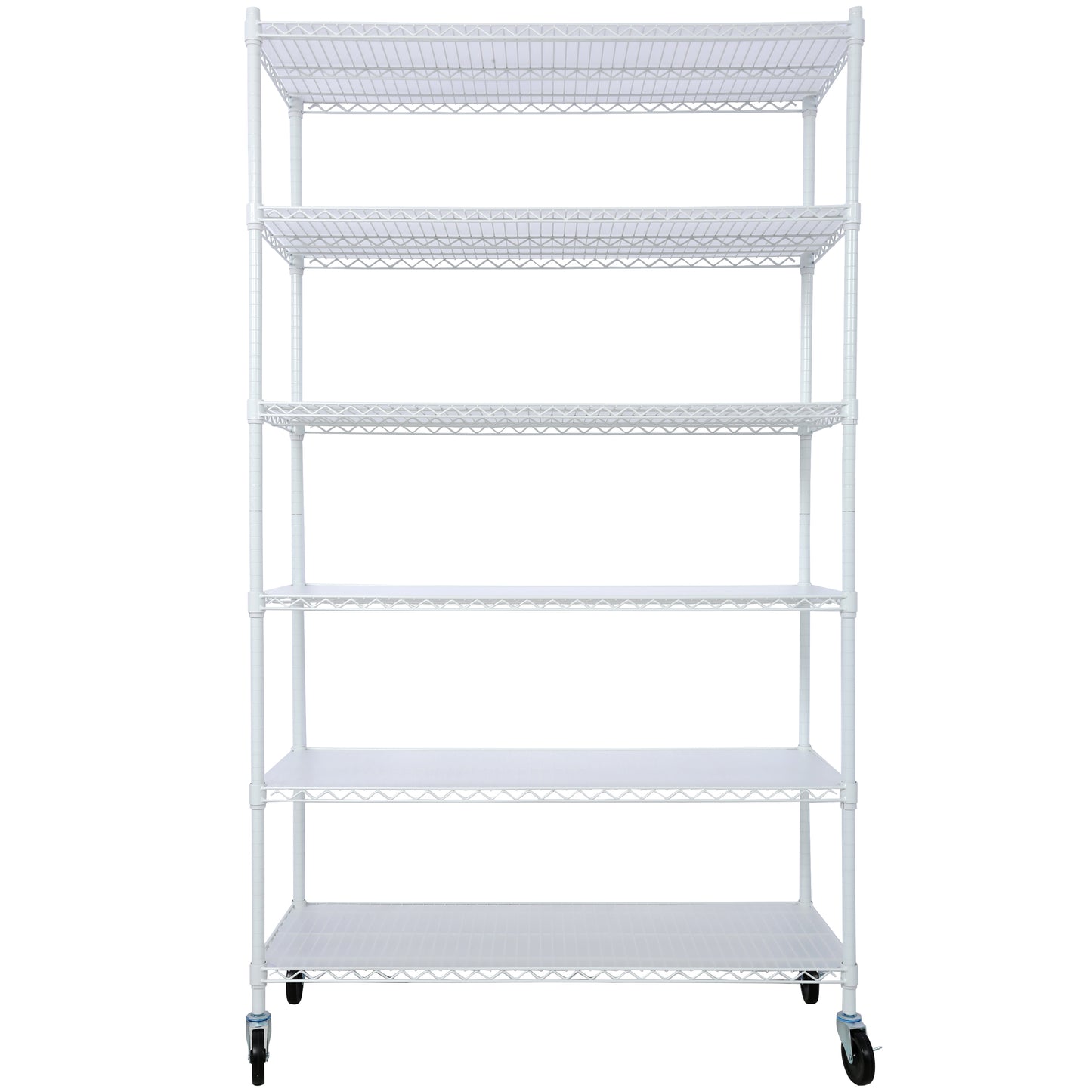 6 Tier 6000lbs Capacity NSF Metal Shelf Wire Shelving Unit, Heavy Duty Adjustable Storage Rack with Wheels & Shelf Liners for Commercial Grade Utility Steel Storage Rack, white - 84'H x 48'L x 20'D