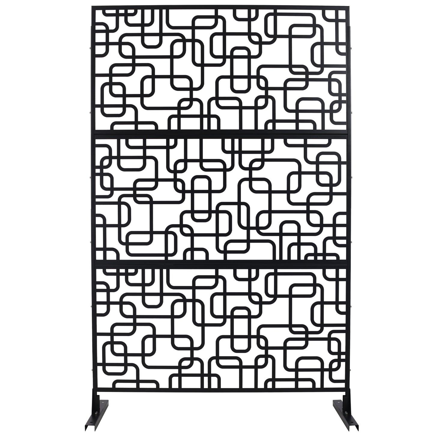 Outdoor & Indoor Privacy Screen Metal Privacy Screen 76' H×48' W, Freestanding Decorative Privacy Screen for Deck Balcony Patio, Privacy Fence Panels for Outside Lawn Garden PS114 BLACK, LIGHT