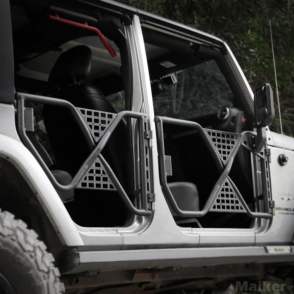 Tube Doors Tubular Half Doors with Rearview Mirror Compatible with 2007-2018 Jeep Wrangler JK JKU Unlimited 4-Doors Safari Tubular Off Road Summer Trail Adventu Competition