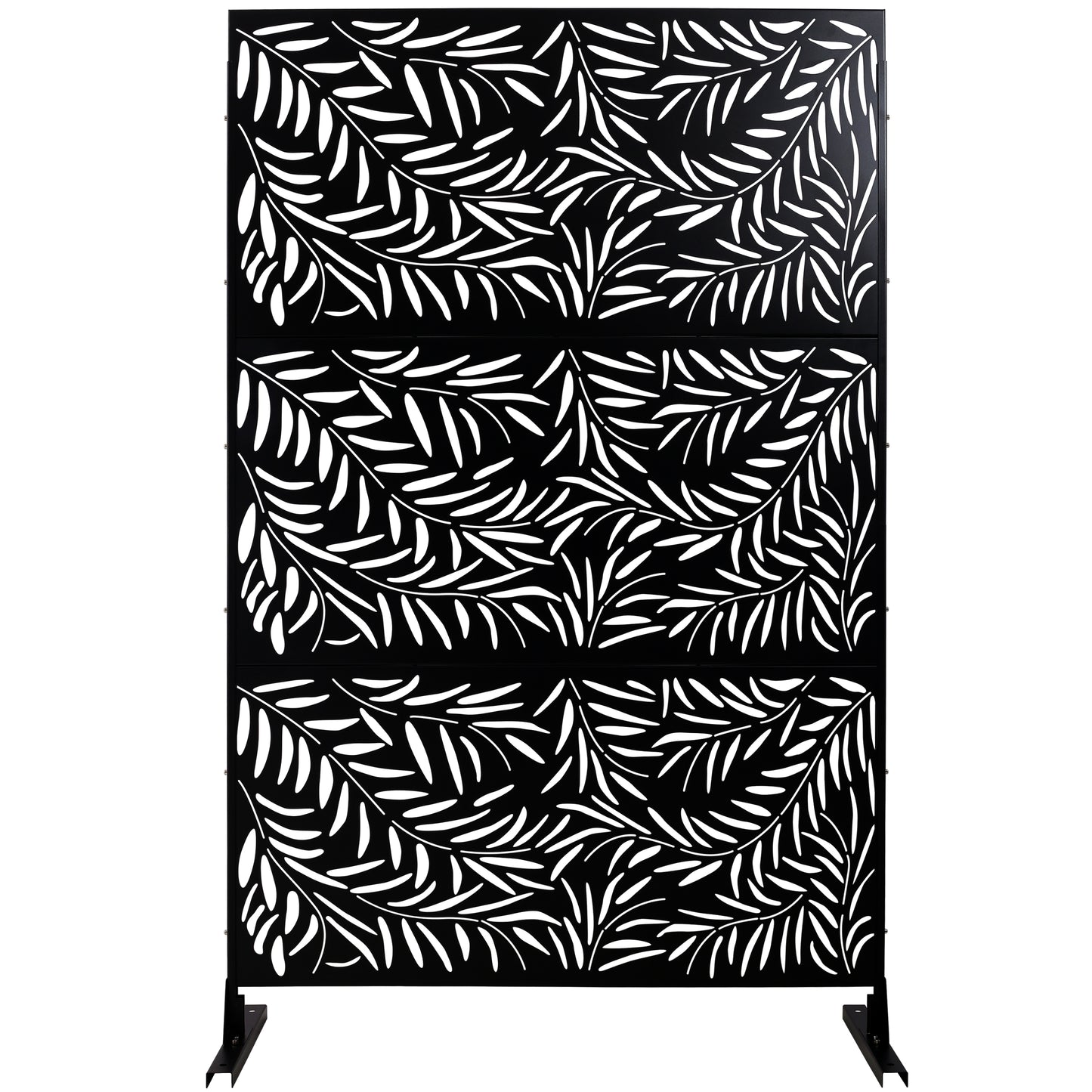 Outdoor & Indoor Privacy Screen Metal Privacy Screen 76' H×48' W, Freestanding Decorative Privacy Screen for Deck Balcony Patio, Privacy Fence Panels for Outside Lawn Garden PS119 BLACK