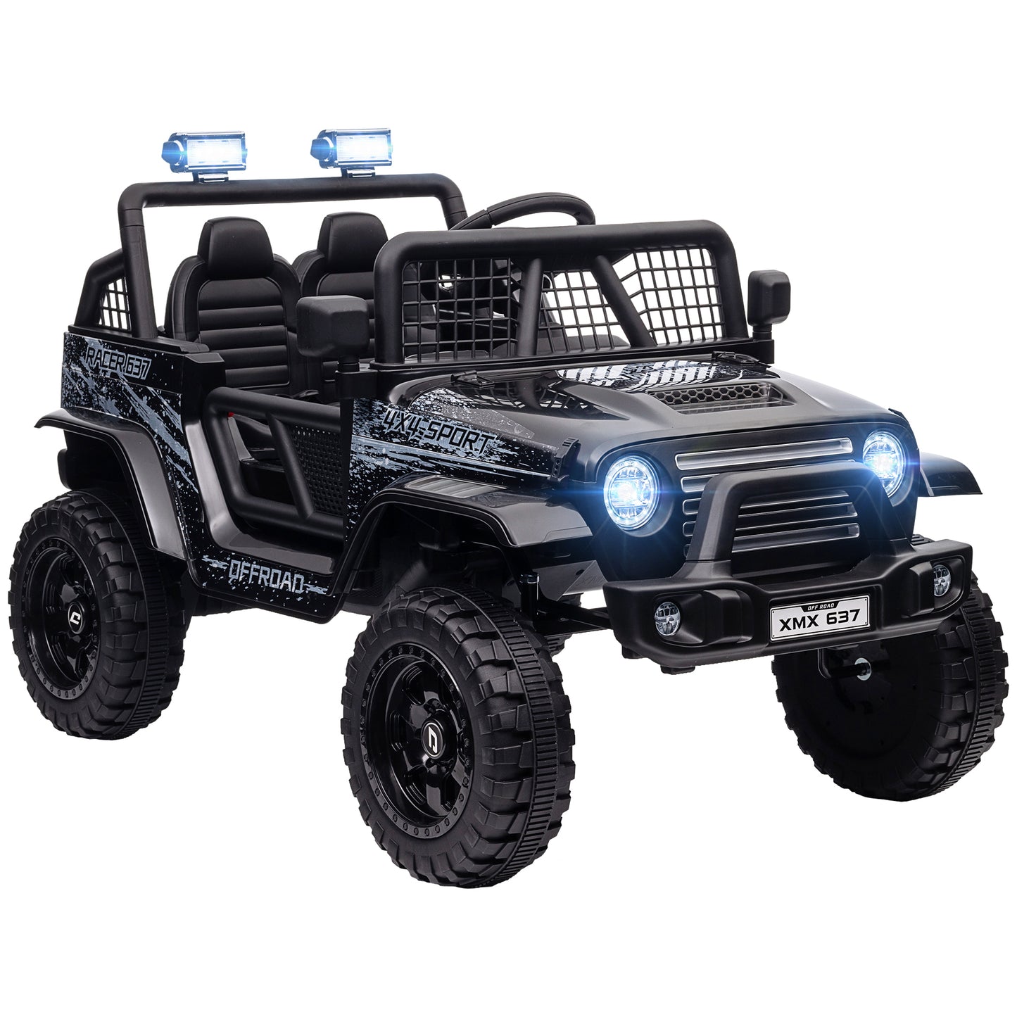 12V Ride on Truck, Battery Powered Kids Electric Car with Parent Remote, 4 Suspension Wheels, 3 MPH Max Speed, Music, Horn & LED Lights for Ages 3-6 Years Old, Black