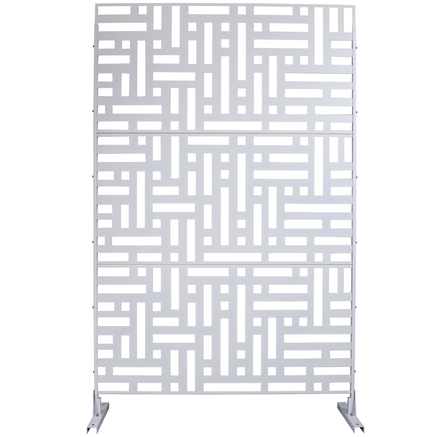 Outdoor & Indoor Privacy Screen Metal Privacy Screen 76' H×48' W, Freestanding Decorative Privacy Screen for Deck Balcony Patio, Privacy Fence Panels for Outside Lawn Garden PS103 WHITE