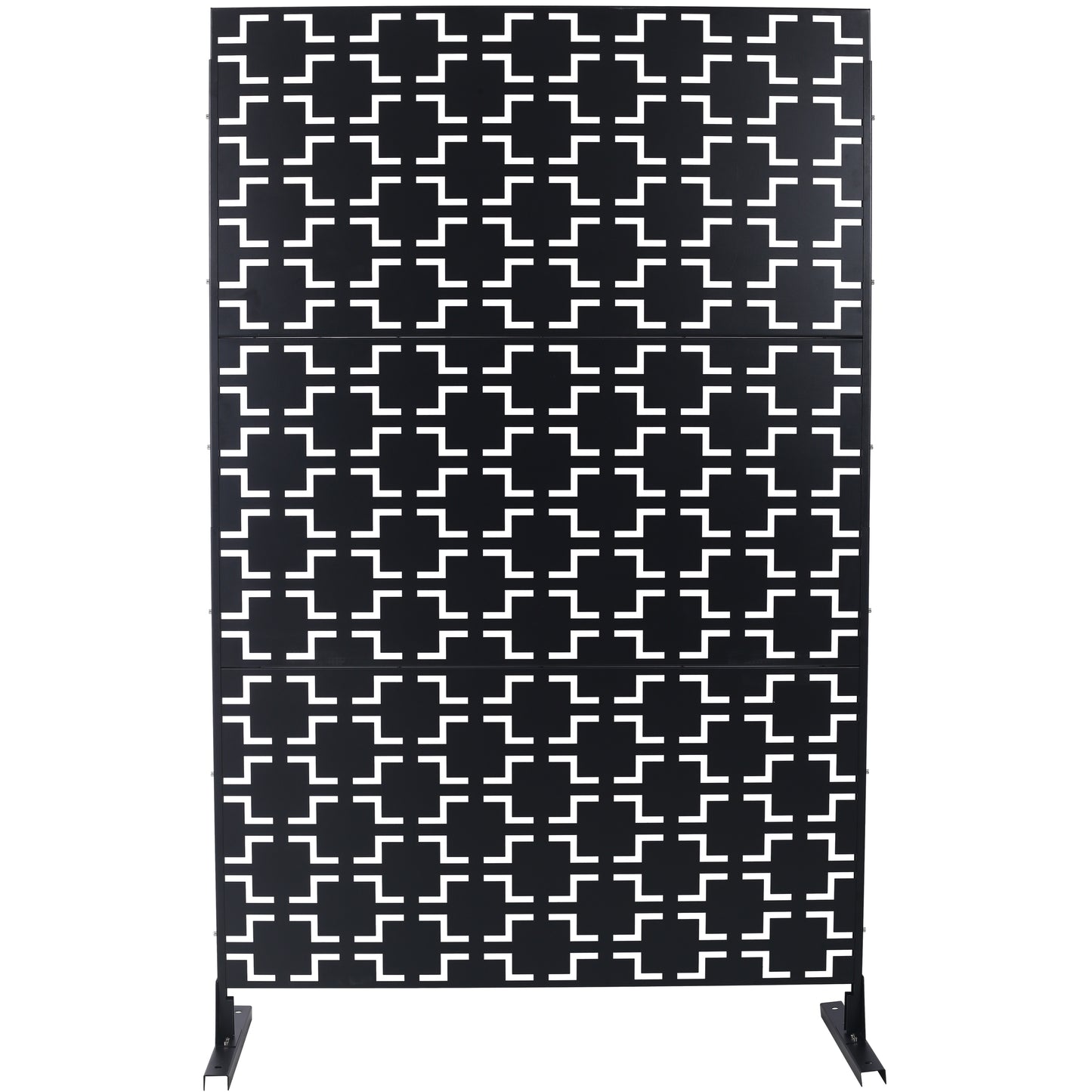 Outdoor & Indoor Privacy Screen Metal Privacy Screen 76' H×48' W, Freestanding Decorative Privacy Screen for Deck Balcony Patio, Privacy Fence Panels for Outside Lawn Garden PS105 BLACK,LIGHT WEIGHT