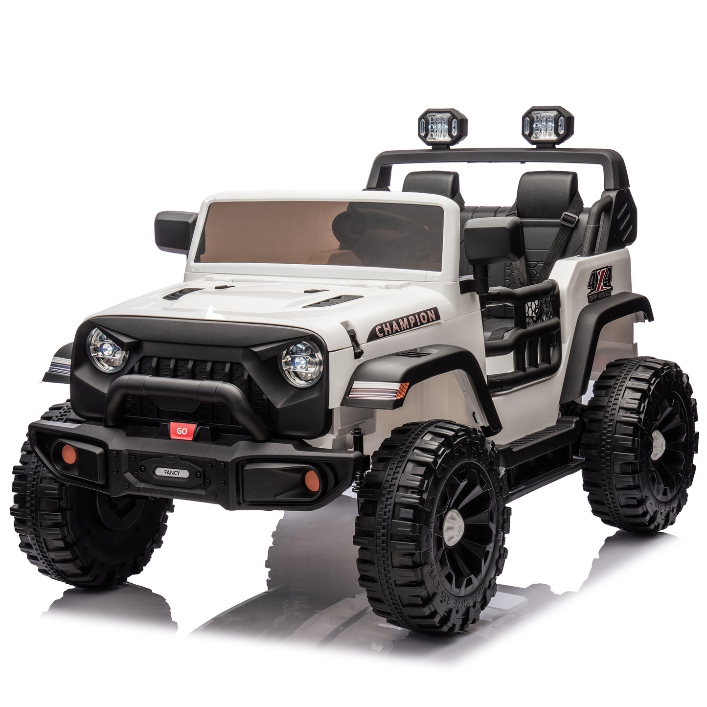 24V Two-seater Kids Ride On Electric Car W/parents control,Seat width 19.69in,400W motor,Four-wheel suspension,light&searchlight,USB,MP3,Bluetooth,Provide a speed of 1.86-4.35MPH for kids of 3+.