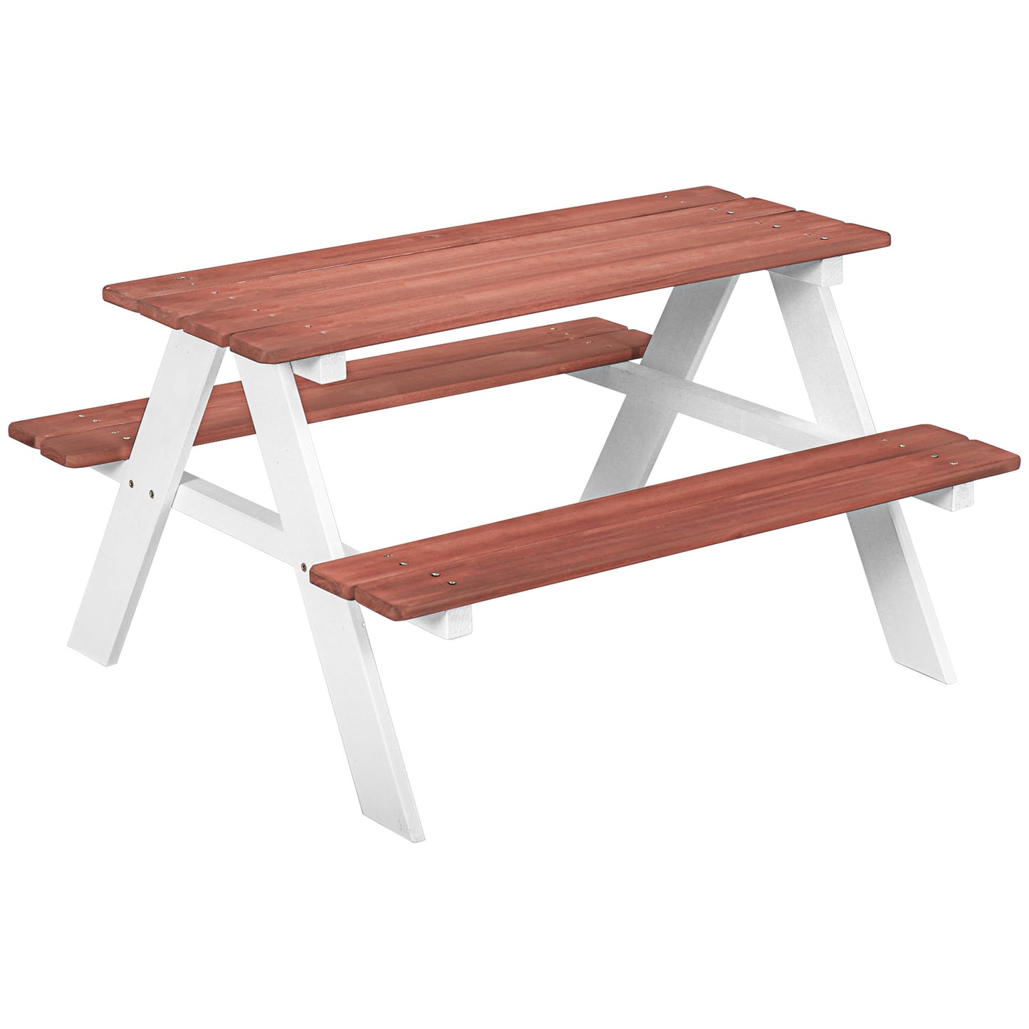 Kids Picnic Table Set, Wooden Table & Bench Set, Kids Patio Furniture Outdoor Toys for Garden, Backyard, Aged 3-8 Years Old, Brown