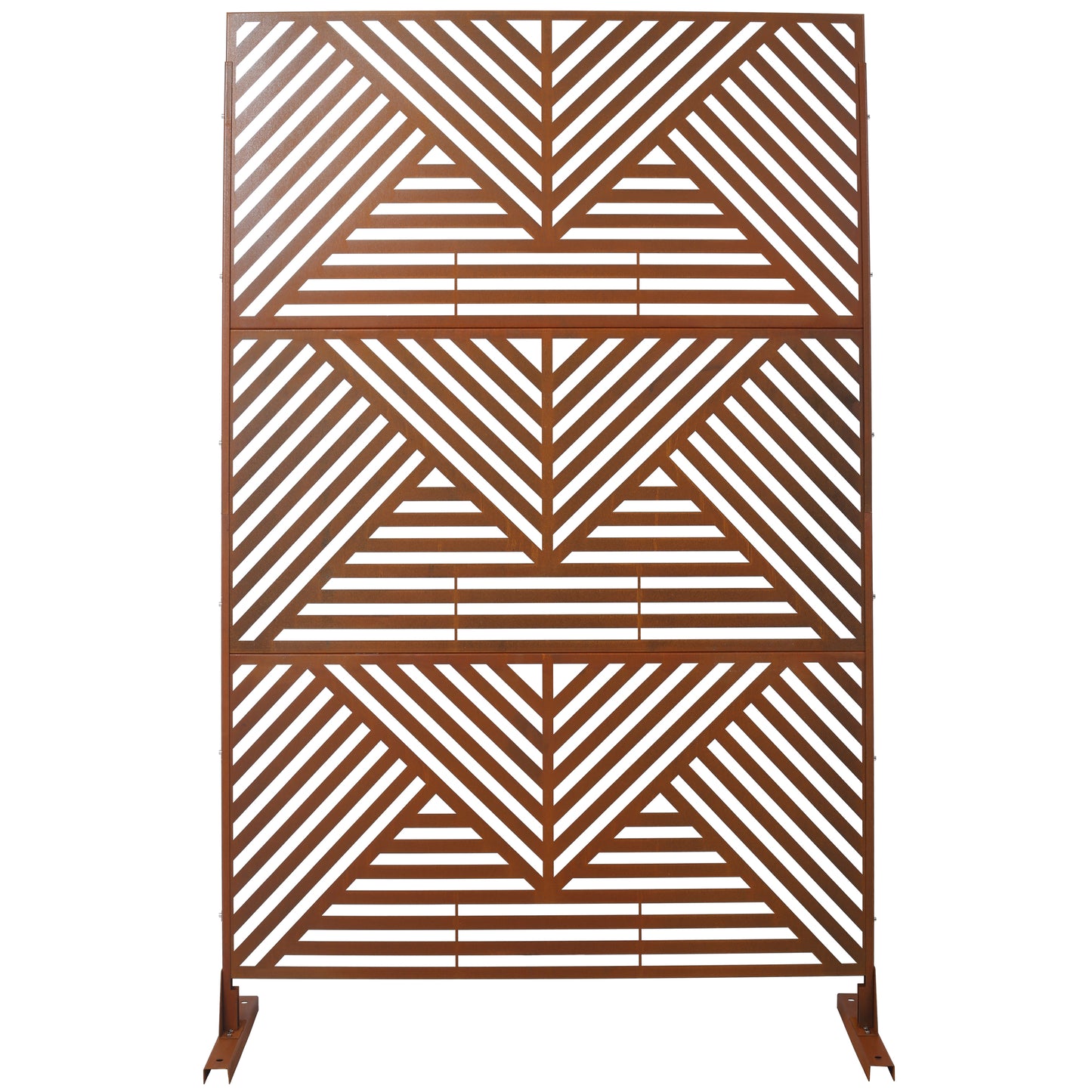 Outdoor & Indoor Privacy Screen Metal Privacy Screen 76' H×48' W, Freestanding Decorative Privacy Screen for Deck Balcony Patio, Privacy Fence Panels for Outside Lawn Garden PS101 RUSTY