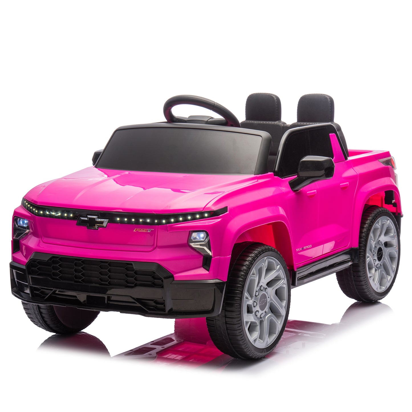 12V Kids Ride on Car W/Parents Control,Licensed Chevrolet Silverado,Four-wheel suspension,LED Lights,Bluetooth,music,USB,MP3,Power display,speeds 1.86-3.11MPH For kids aged 2-5.