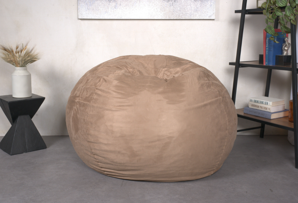 5-Foot Comfortable High-Density Shredded Foam Bean Bag Chair for Kids and Adults, with Removable Microsuede Cover, Ideal Reading and Bedroom Floor Lounge, Tuscany