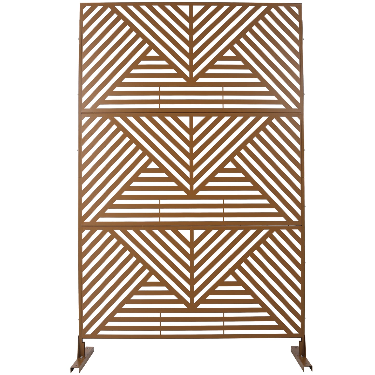 Outdoor & Indoor Privacy Screen Metal Privacy Screen 76' H×48' W, Freestanding Decorative Privacy Screen for Deck Balcony Patio, Privacy Fence Panels for Outside Lawn Garden PS101 BROWN