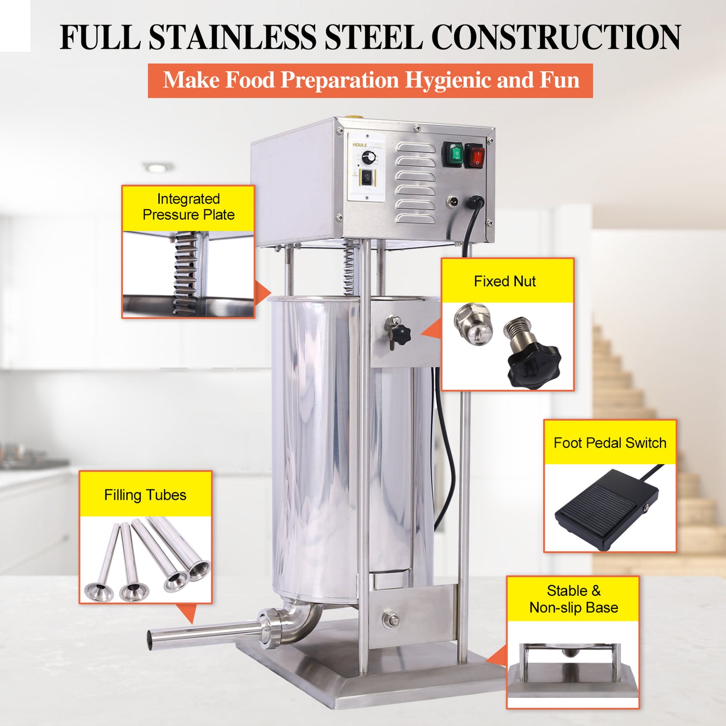 Electric Sausage Filler 30L Sausage Maker Stainless Steel Sausage Stuffer 110V 250W Sausage SSteel Stuffing Tubestuffer