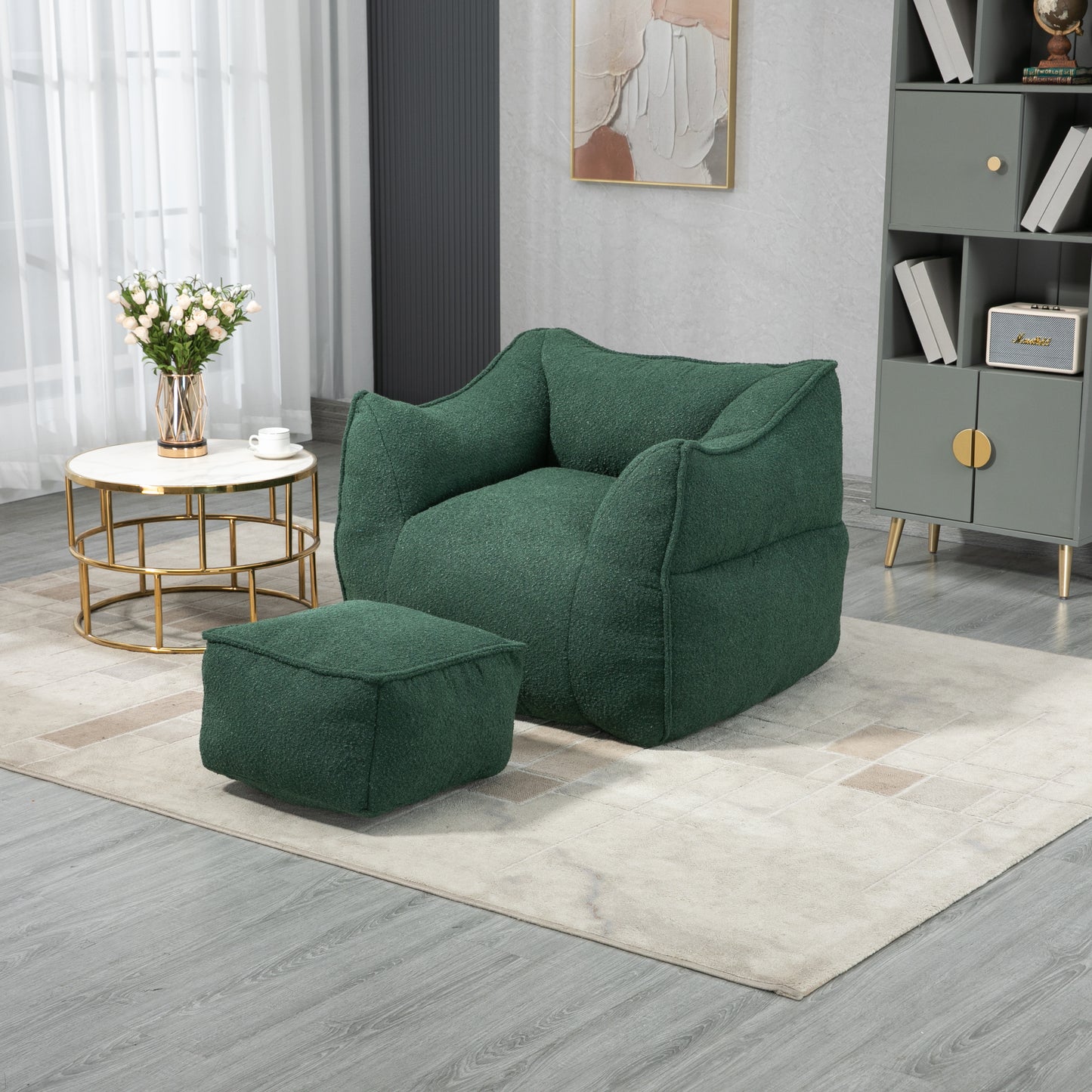 COOLMORE Bean Bag Chair Lazy Sofa/Footstool Durable Comfort Lounger High Back Bean Bag Chair Couch for Adults and Kids, Indoor & Outdoor