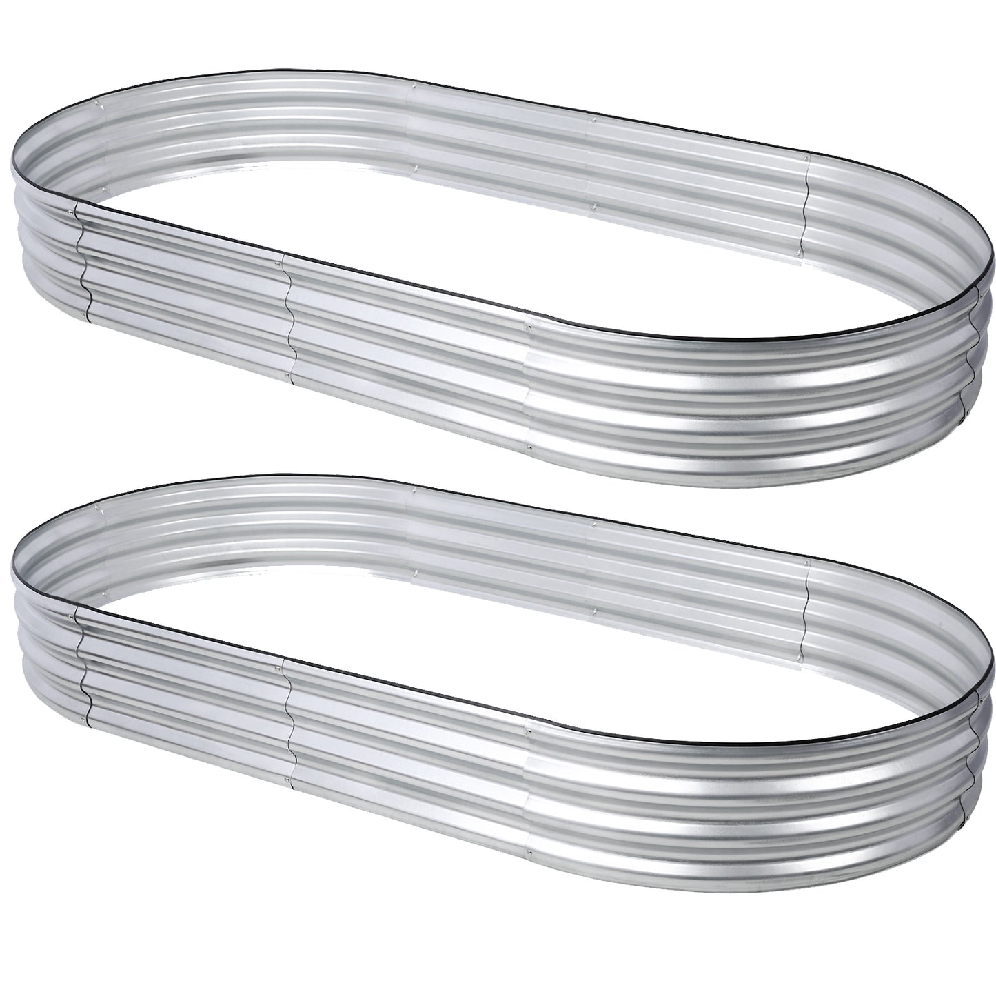 Galvanized Planter Bed,Galvanized Raised Garden Bed Kit, Galvanized Planter Raised Garden Boxes Outdoor, Oval Large Metal Raised Garden Beds for Vegetables,8*4*1 ft 2pcs