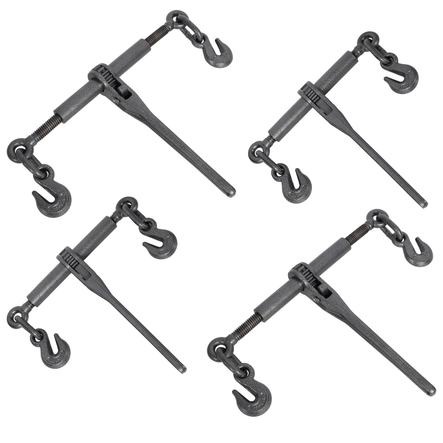 Heavy duty 5/16'-3/8' Ratchet Binders, 5400lbs Working Load capacity, G70 Hooks Adjustable Length, 4-Pack,,Black Hammertone color