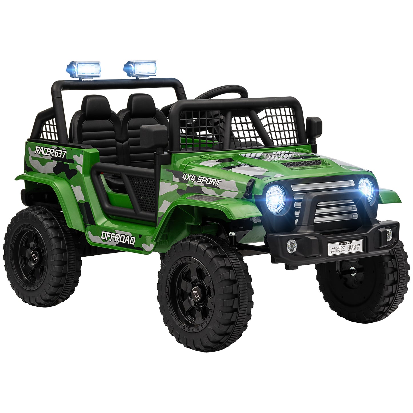 12V Ride on Truck, Battery Powered Kids Electric Car with Parent Remote, 4 Suspension Wheels, 3 MPH Max Speed, Music, Horn & LED Lights for Ages 3-6 Years Old, Green