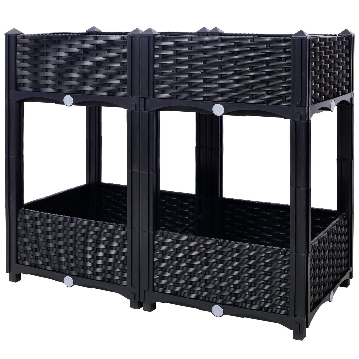 Planter Raised Beds - Elevated Planter Garden Box with Drainage Plug Raised Garden Beds for Vegetable/Flower/Herb Outdoor Standing Planter Beds Gardening Kit,Black,31.5'x15.7'x27.7'