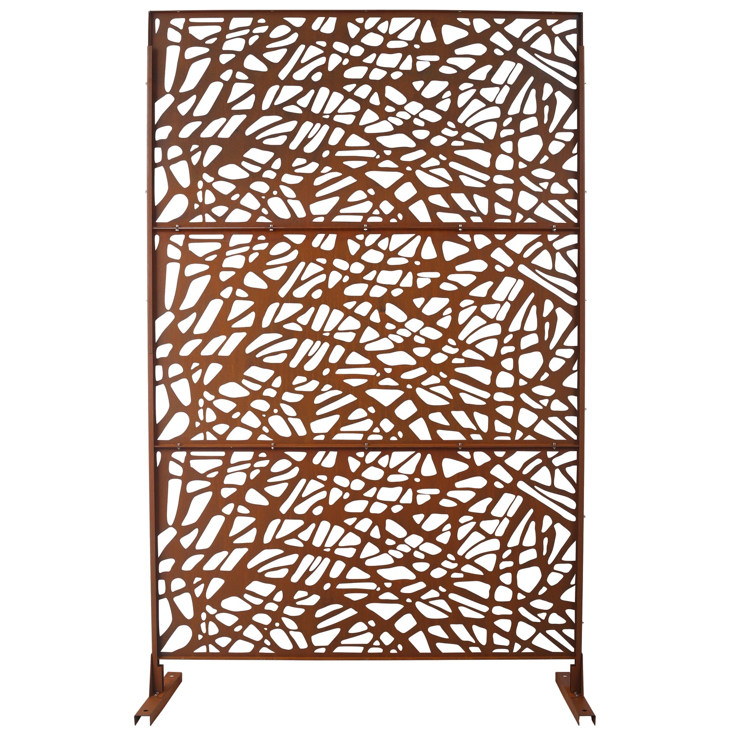 Outdoor & Indoor Privacy Screen Metal Privacy Screen 76' H×48' W, Freestanding Decorative Privacy Screen for Deck Balcony Patio, Privacy Fence Panels for Outside Lawn Garden PS102 RUSTY