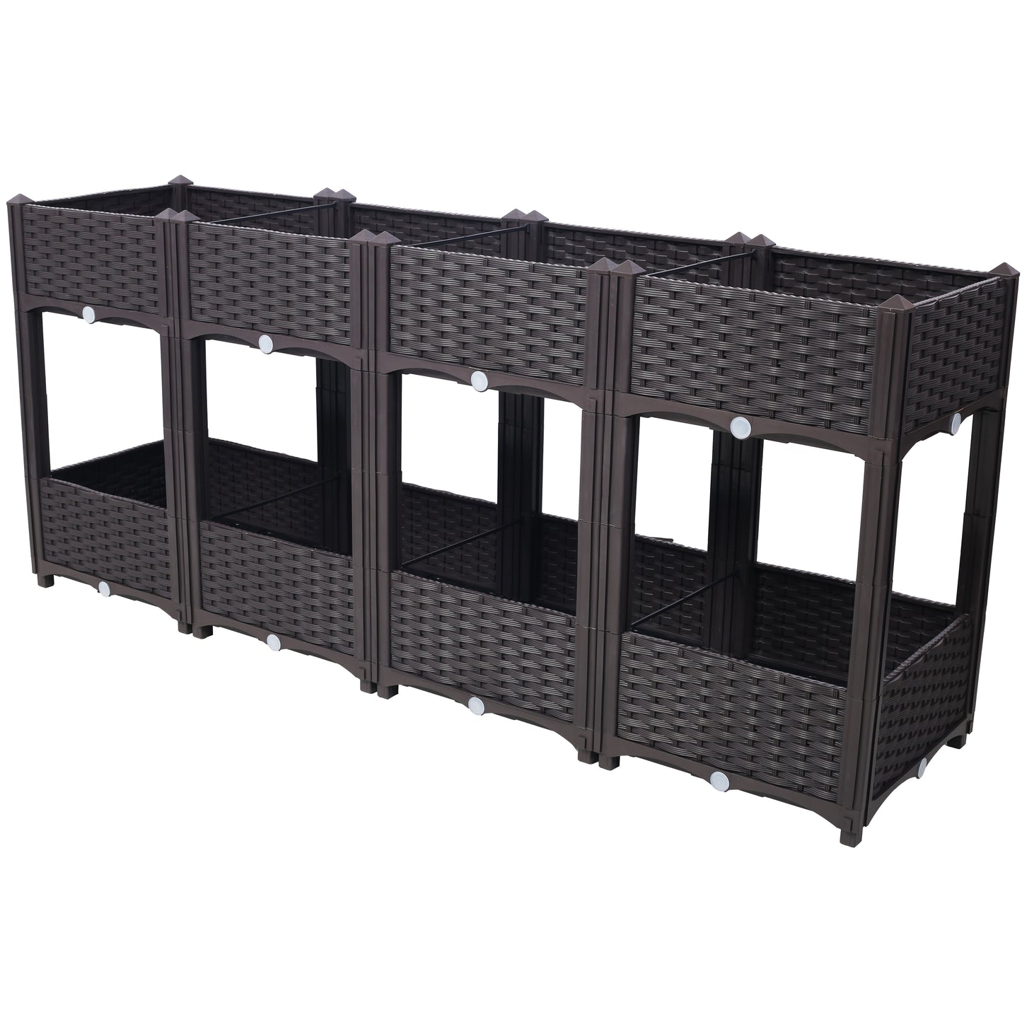 Planter Raised Beds - Elevated Planter Garden Box with Drainage Plug Raised Garden Beds for Vegetable/Flower/Herb Outdoor Standing Planter Beds Gardening Kit,Brown,63'x15.7'x27.7'