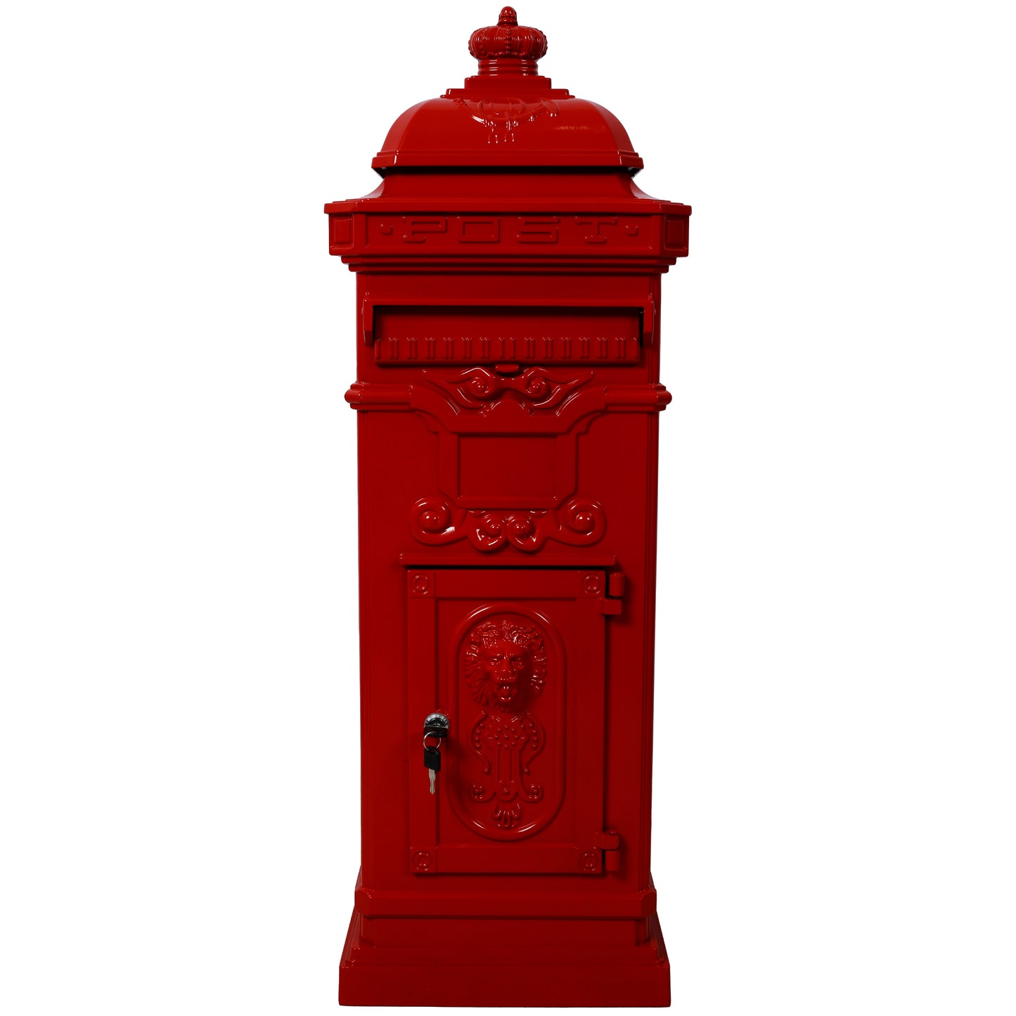 Mailboxs Mailboxes Residential The Court Large-Capacity Letter Box, Garden Floor Safety Mailbox, Outdoor Rainproof Postbox Statue ,red