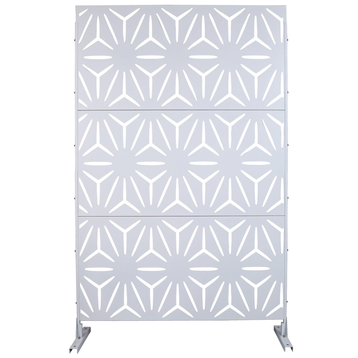 Outdoor & Indoor Privacy Screen Metal Privacy Screen 76' H×48' W, Freestanding Decorative Privacy Screen for Deck Balcony Patio, Privacy Fence Panels for Outside Lawn Garden PS104 WHITE